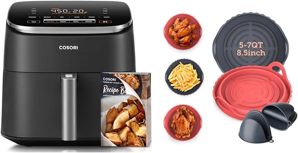 Air Fryer 9-in-1, Compact & Large 6-Qt, Fast Turbo Modes, 90–450°F Precise Heat for Even Results, Up to 95% Less Oil*, Roast, Bake, Dry, Reheat, Frozen, Broil, Proof, 120V, TurboBlaze, Grey